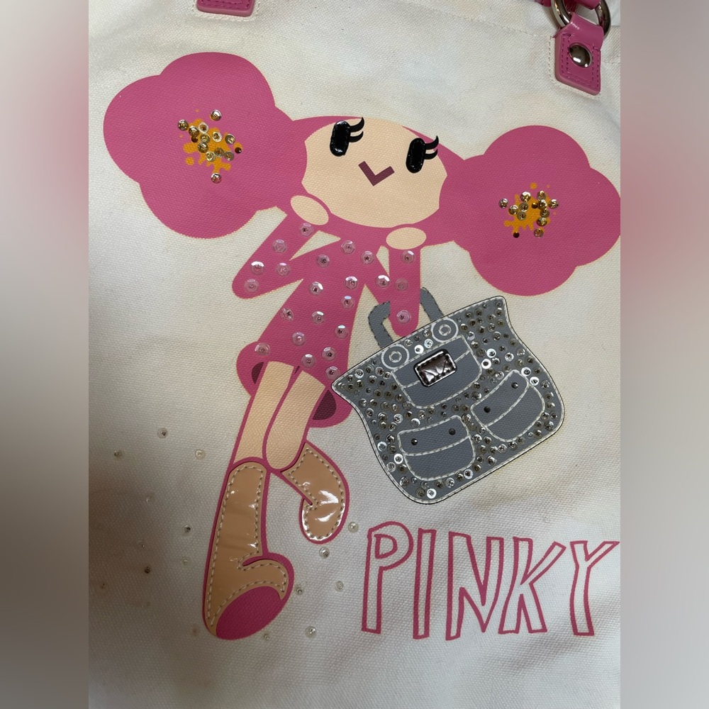 COACH Poppy Chan PINKY White Canvas Tote Bag - Picture 3 of 9